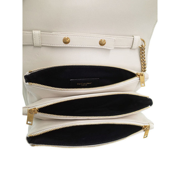 Saint Laurent Paris Monogram Angie Shoulder Bag Beige Black - Picture 3 of 9